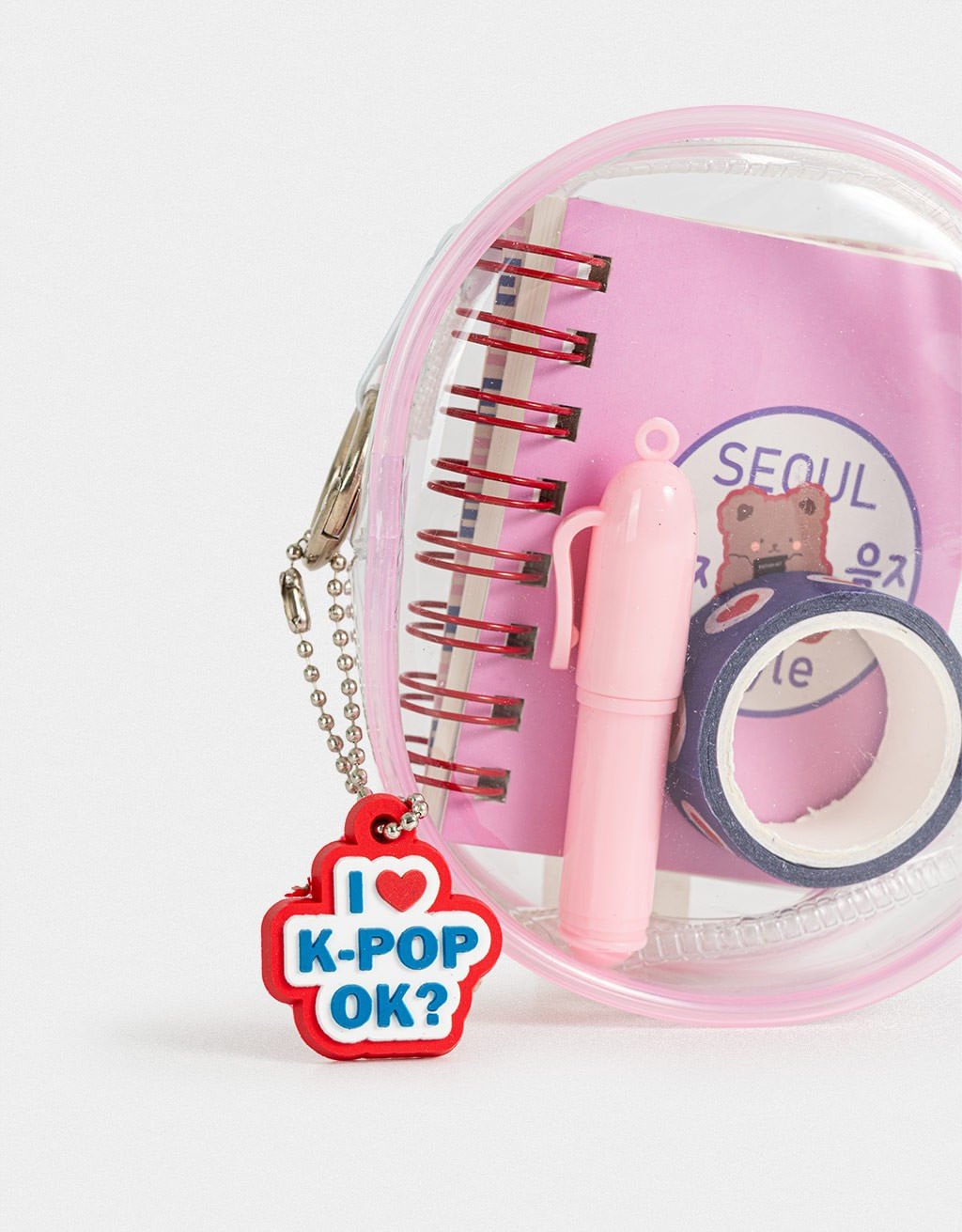 Kit Papelaria Mini Pouch K-Pop Brit Korean Vibes Rosa 3