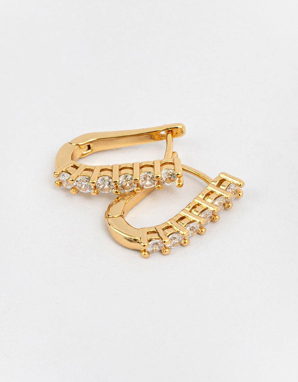 Argola Folheada a Ouro com Zircônia Cúbica Premium Dourado 2