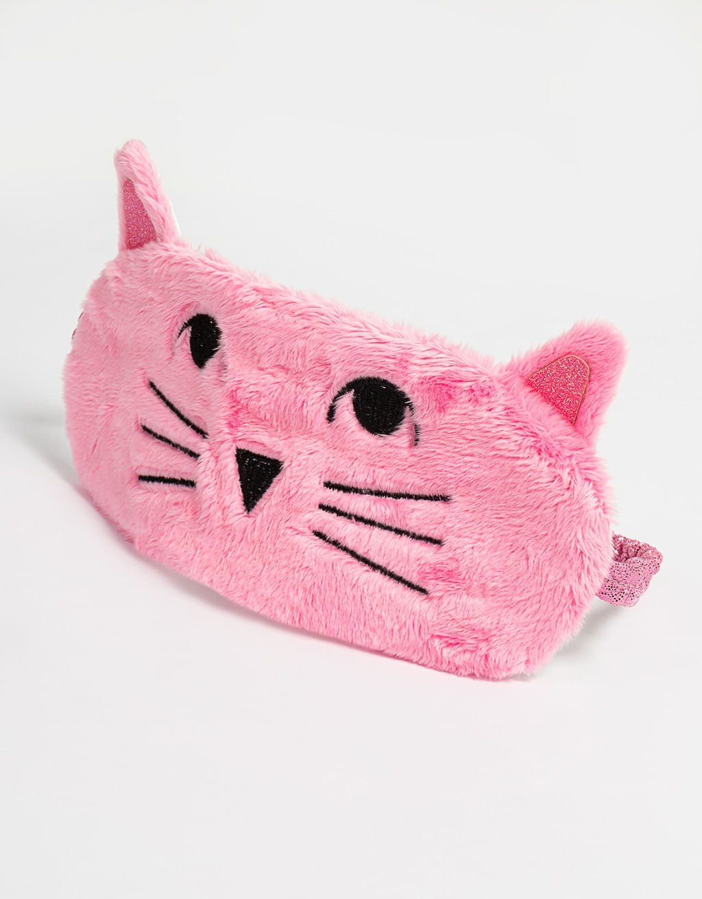 Máscara De Dormir Gatinho de Pelúcia Rosa 2