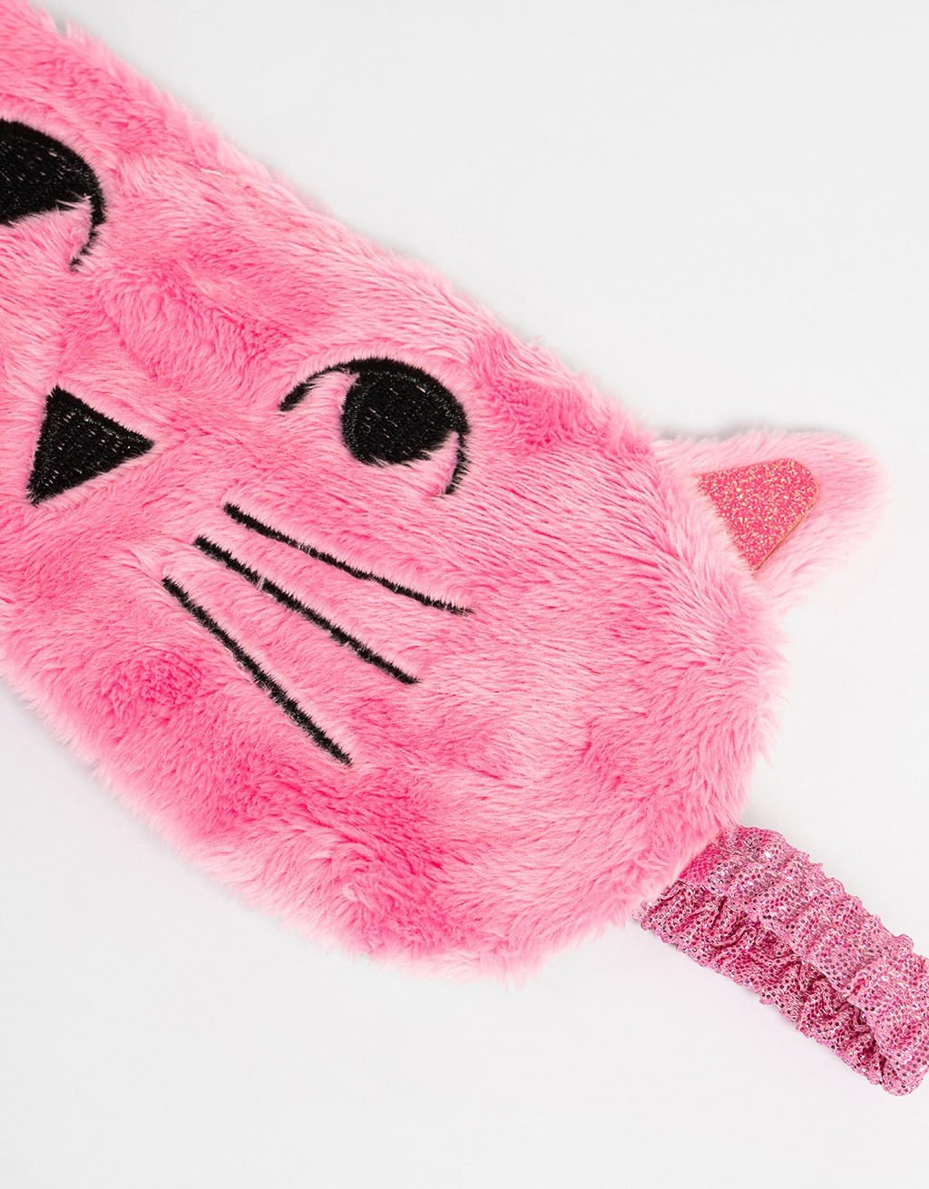 Máscara De Dormir Gatinho de Pelúcia Rosa 3