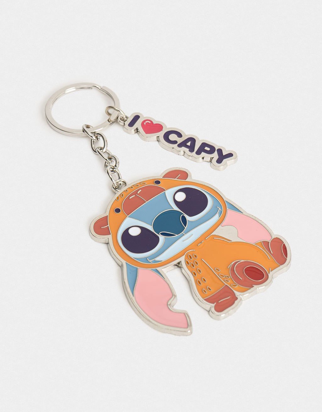 Chaveiro De Metal Esmaltado Stitch Capybara Azul/Laranja 2