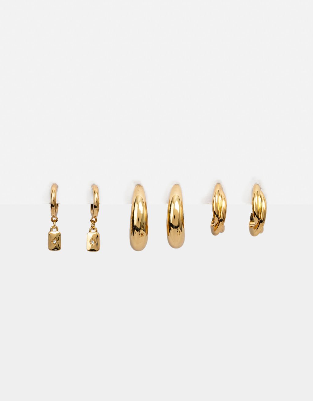 Kit 3 Argolas Mix Strass Folheado a Ouro Premium