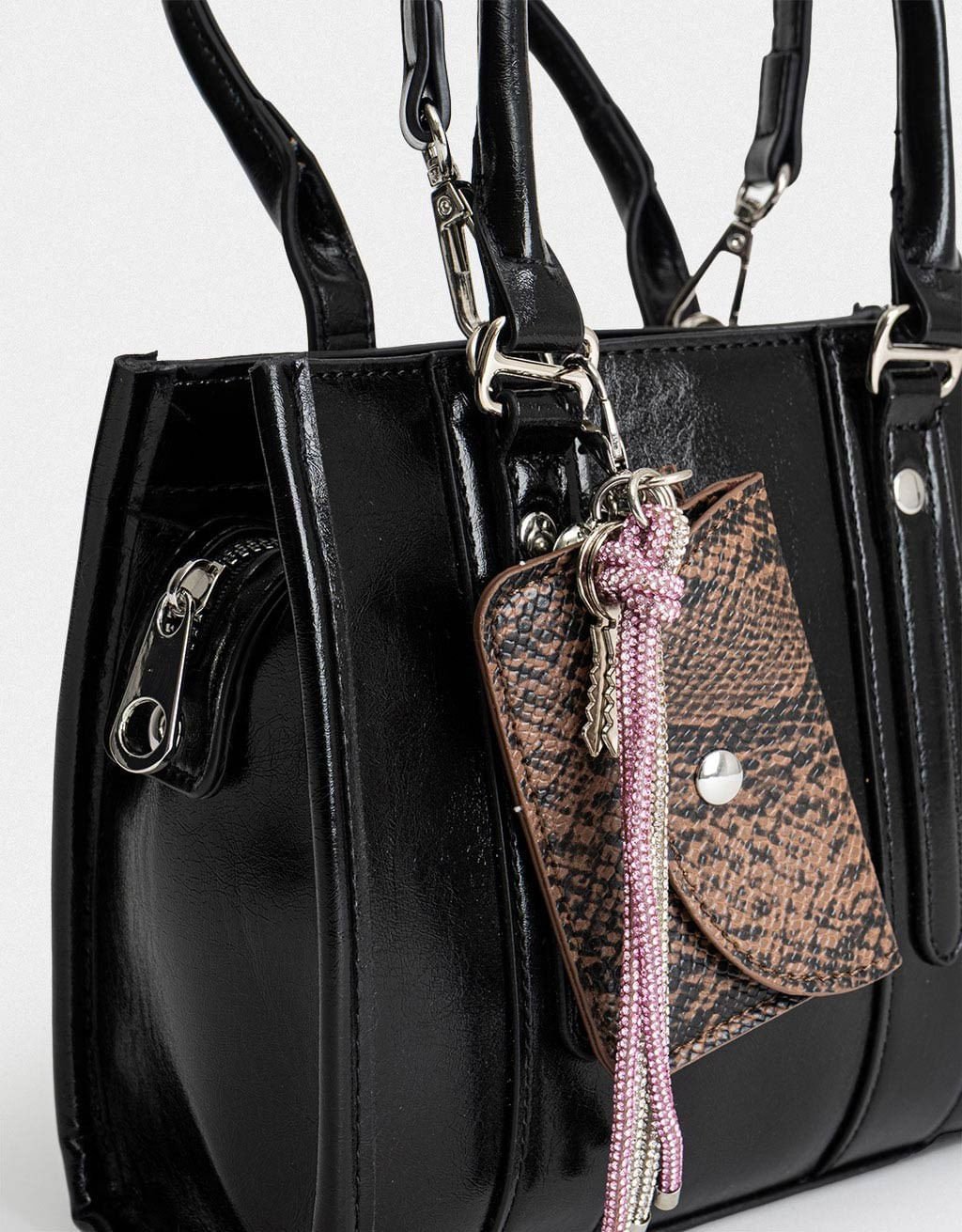 Bolsa City Corino Charms Hothouse Sunset Preto 4