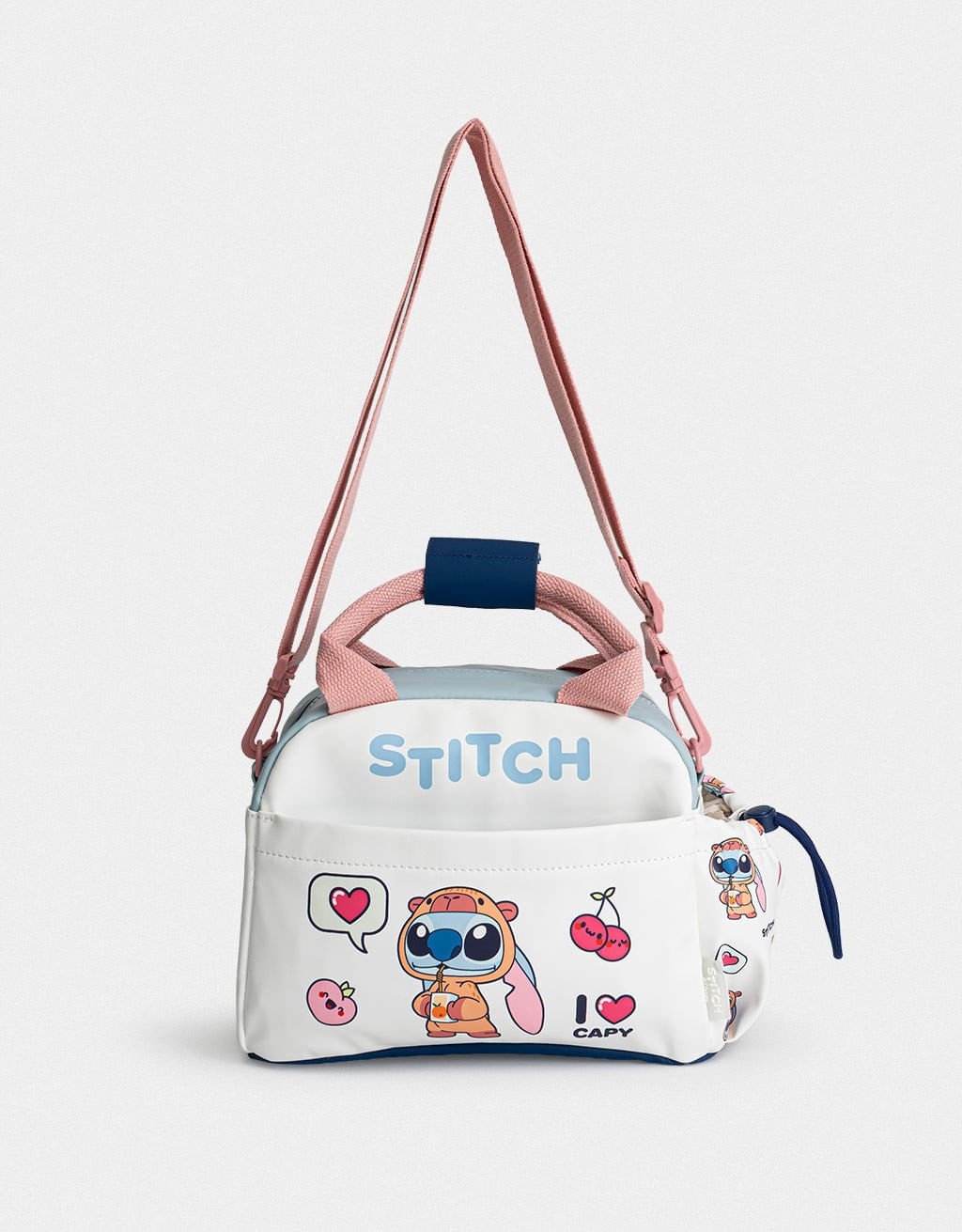 Bolsa Corino Colorblock Estampada Stitch Capybara