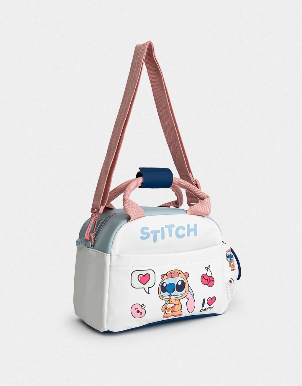 Bolsa Corino Colorblock Estampada Stitch Capybara Branco 2