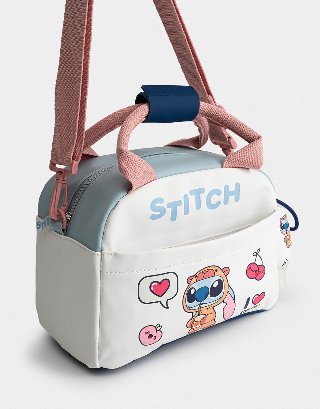 Bolsa Corino Colorblock Estampada Stitch Capybara Branco 7