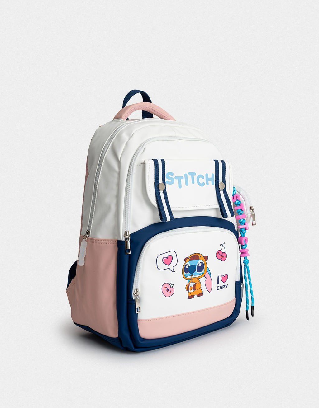 Mochila Corino Colorblock Stitch Capybara Branco 2
