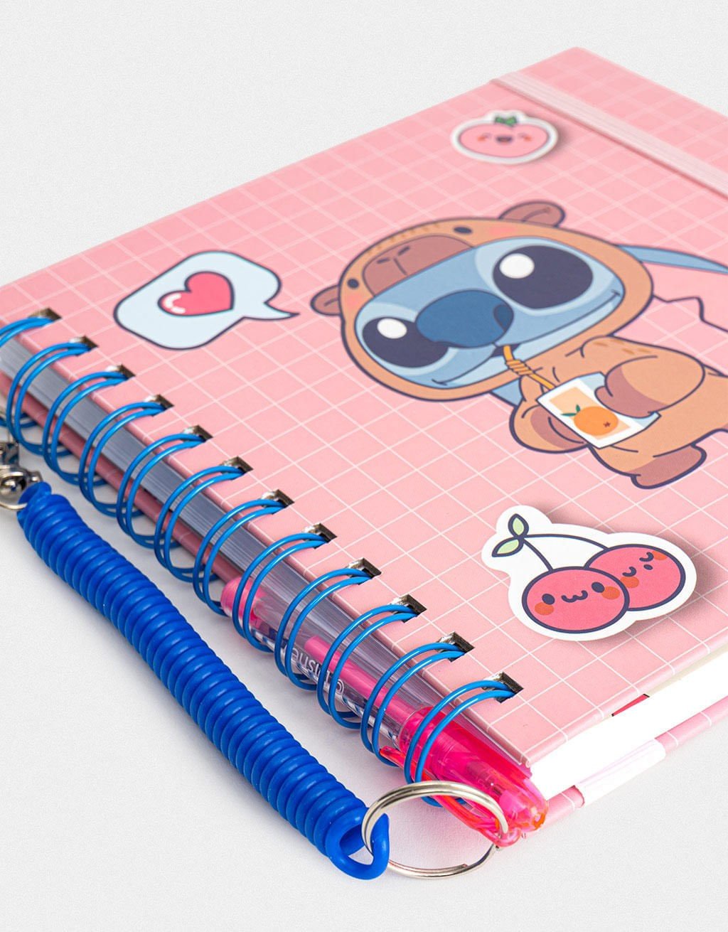 Caderno Quadrado Espiral Com Caneta Stitch Capybara Rosa 2