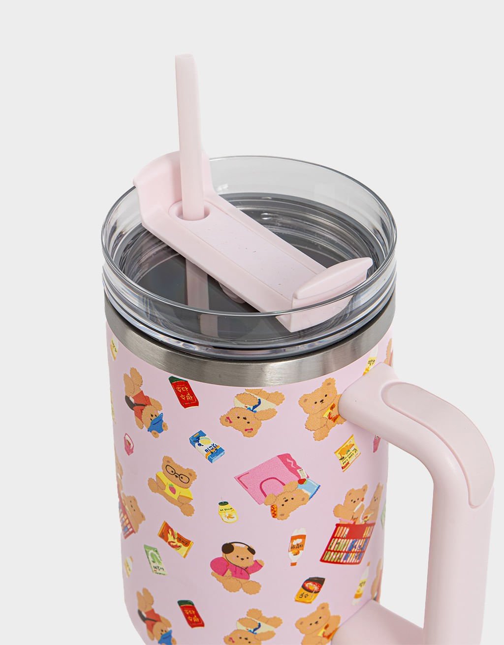 Copo Longo Térmico de Aço Korean Foodie Rosa 4