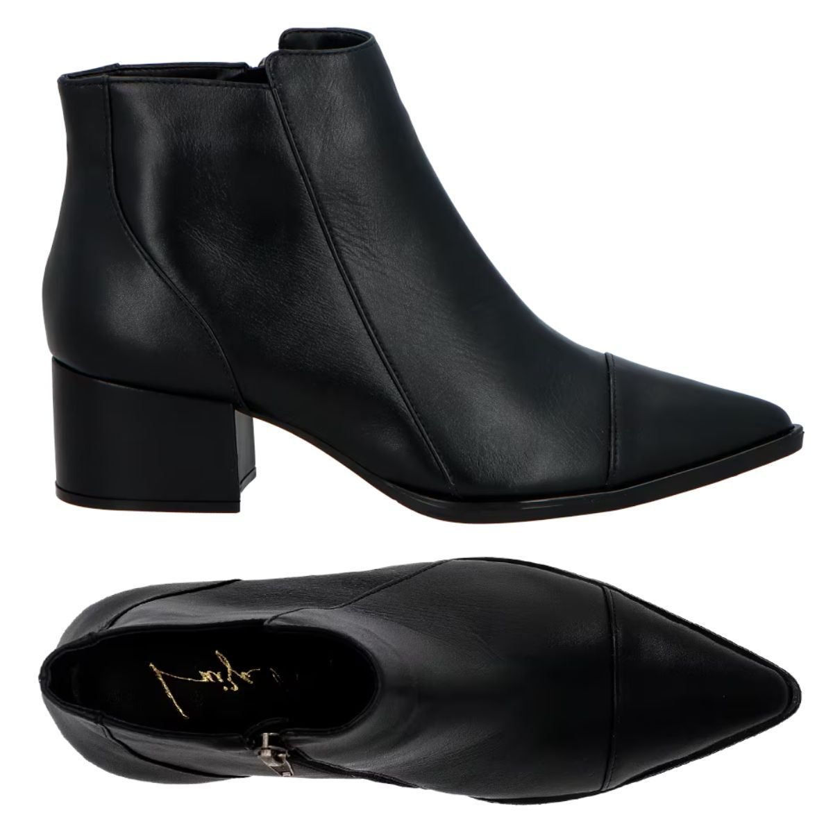 BOTA LUIZA BARCELOS CANO CURTO EM COURO Preto 3