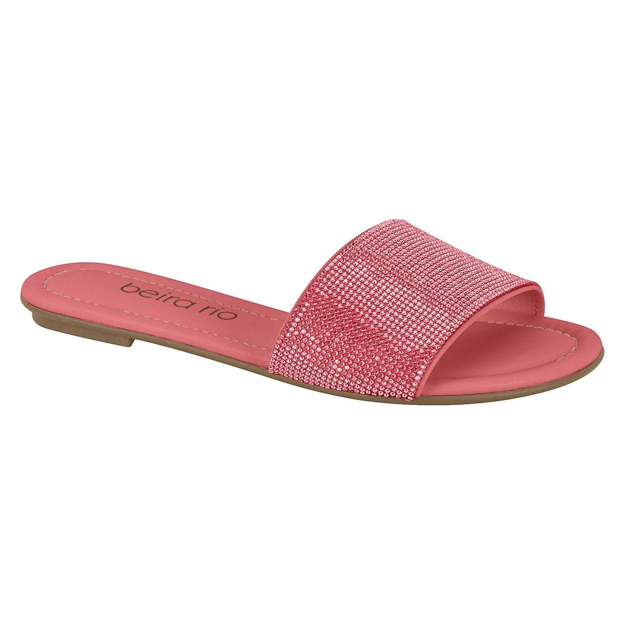 Chinelo beira rio slide com strass 8485.103 Rosa 2