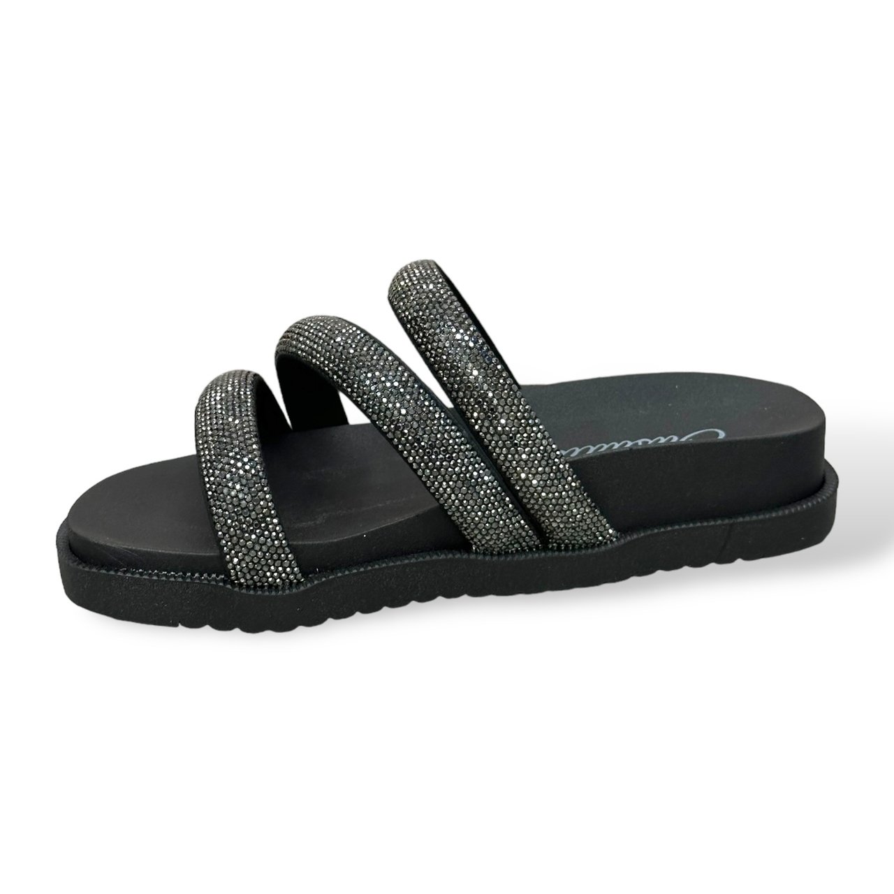 Tamanco Papete Slide Feminino com Strass Preto 4