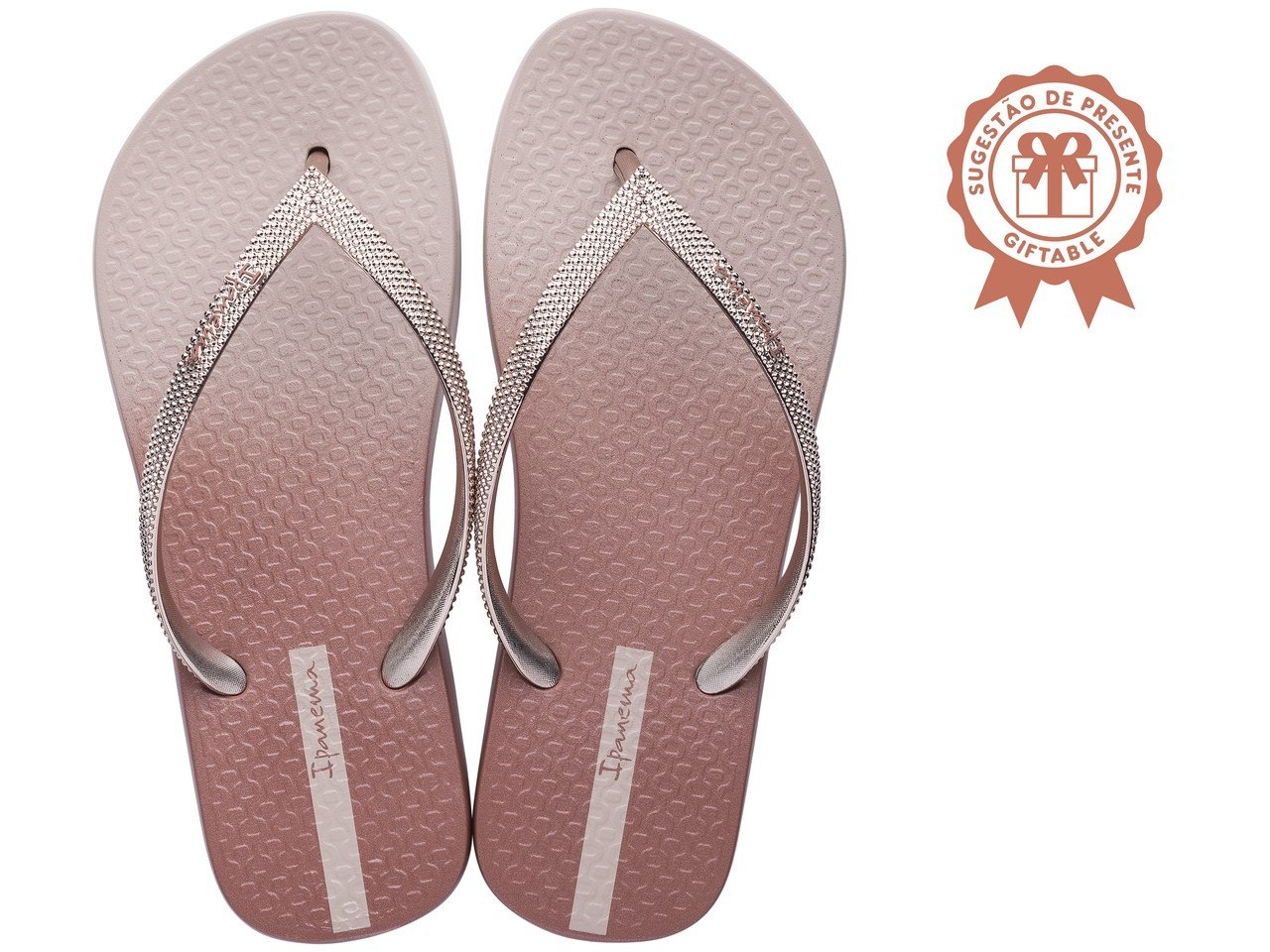 Chinelo Ipanema Blush feminino metalizado 26580 Rose Rosa 3