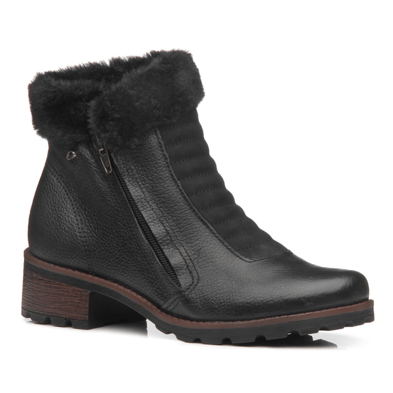 Bota pegada cano curto feminina em couro 281494 Preto 2