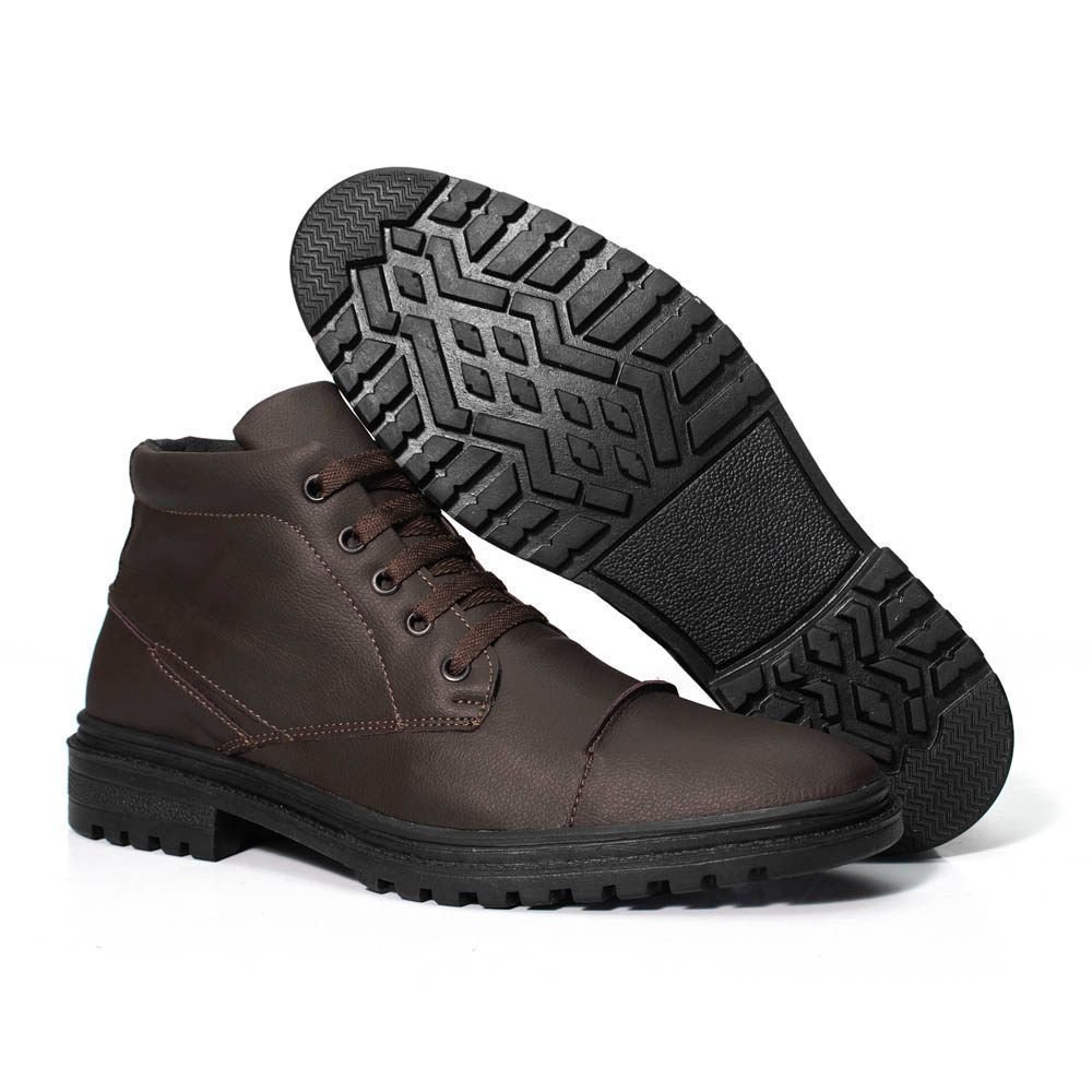 Bota Masculina Casual Cano Alto Confortavel Marrom 4