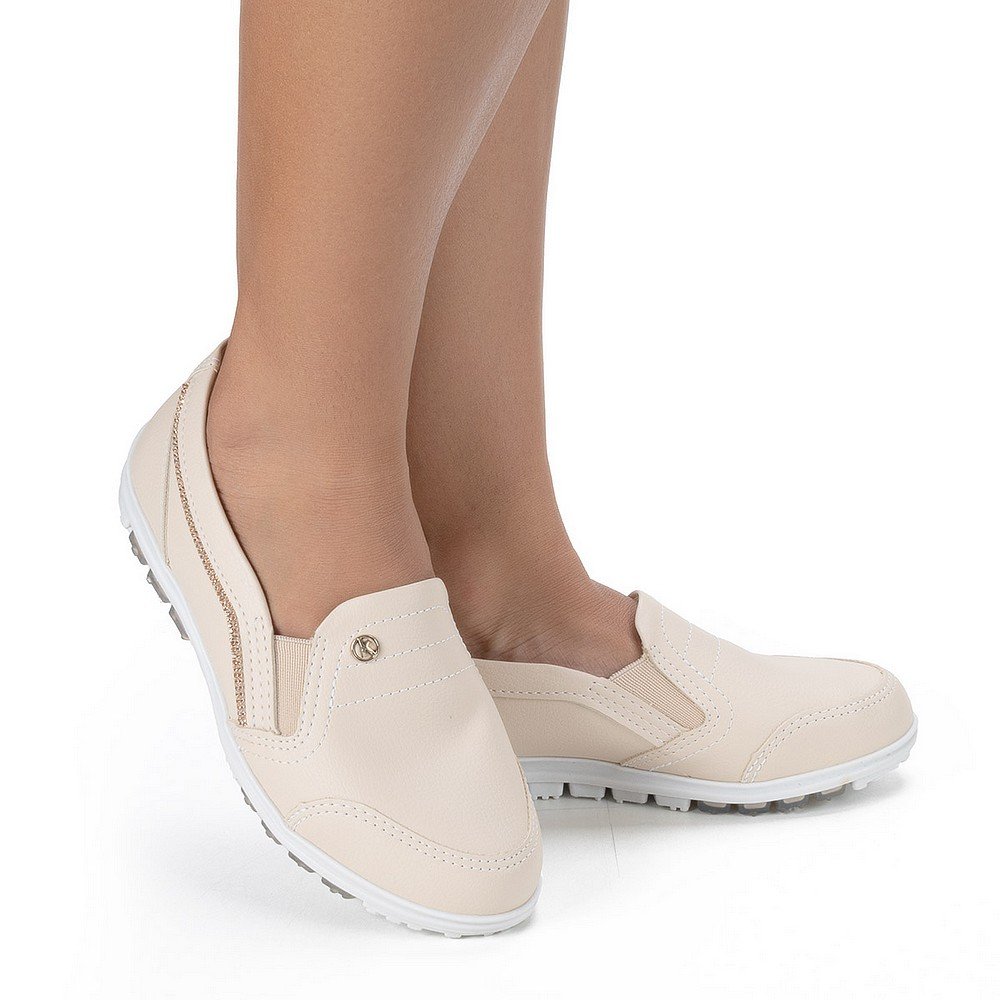 Tenis Slip On Feminino Kolosh Calce Facil Confortavel Bege 5