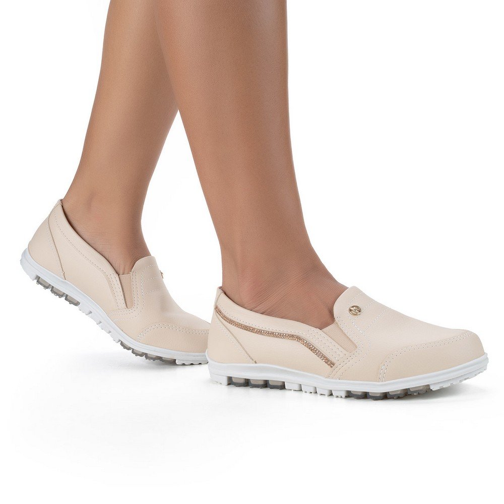 Tenis Slip On Feminino Kolosh Calce Facil Confortavel Bege 6