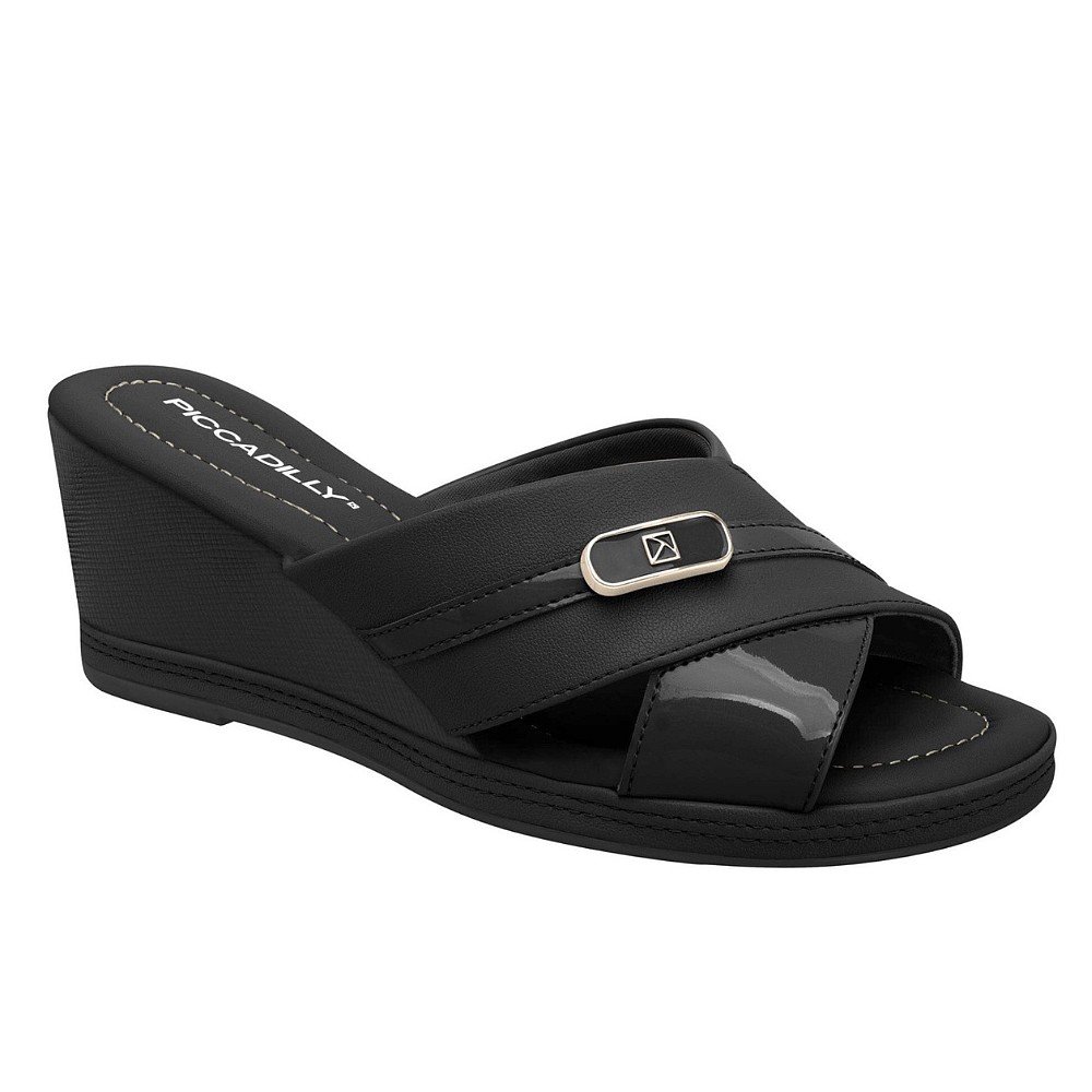 Tamanco Anabela Piccadilly Confortavel Calce Perfeito Leve Preto 1