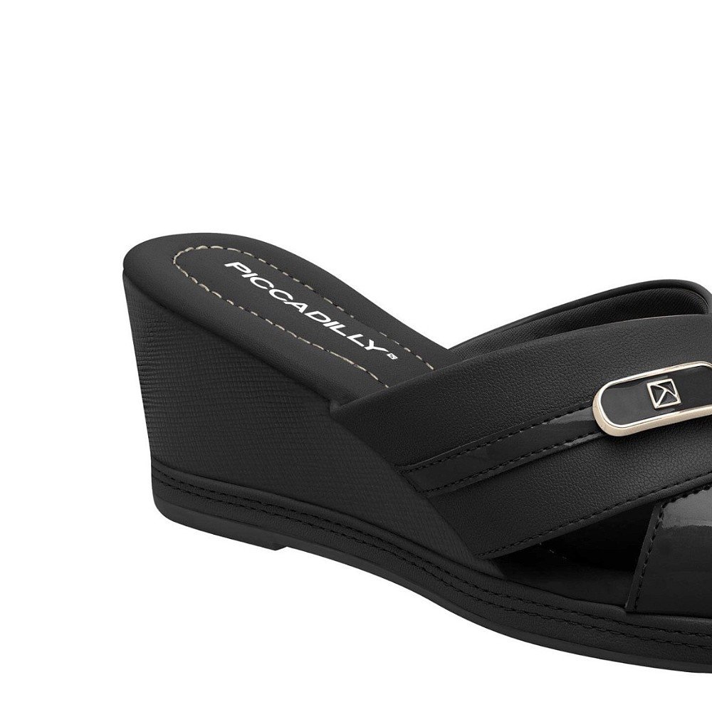 Tamanco Anabela Piccadilly Confortavel Calce Perfeito Leve Preto 3