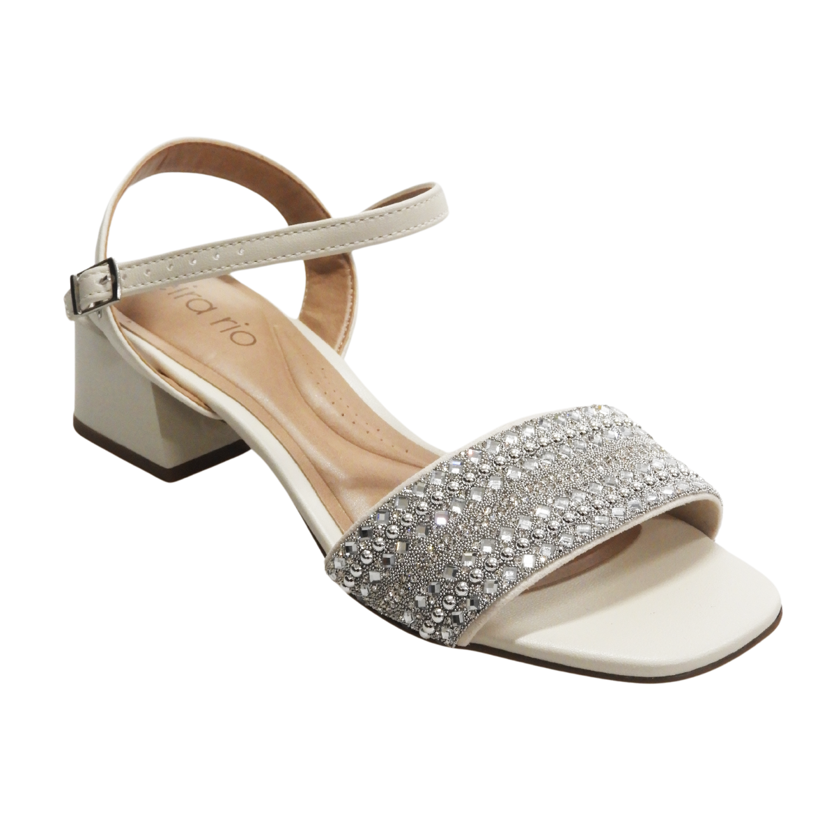 Sandalia Beira Rio Conforto Feminina Casual Leve Brilhos Off White 2