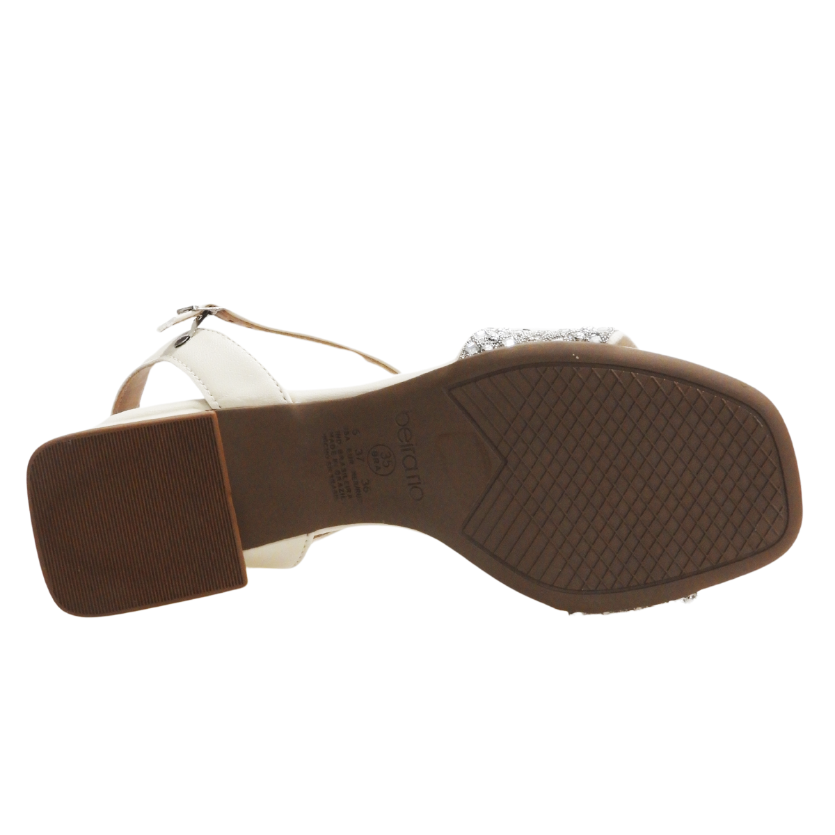 Sandalia Beira Rio Conforto Feminina Casual Leve Brilhos Off White 6