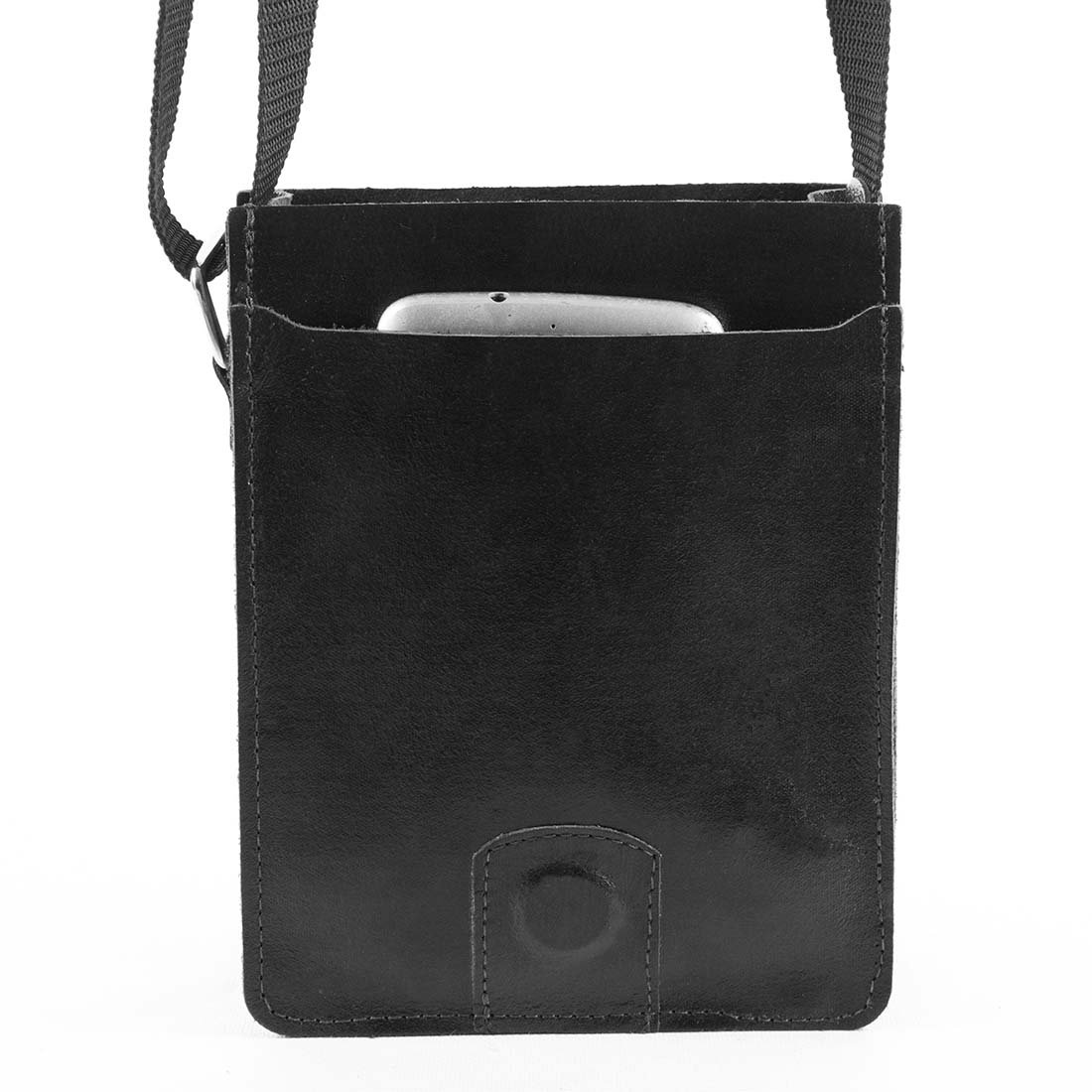 Bolsa Shoulder Bag Unissex em Couro 1352 Preto 2