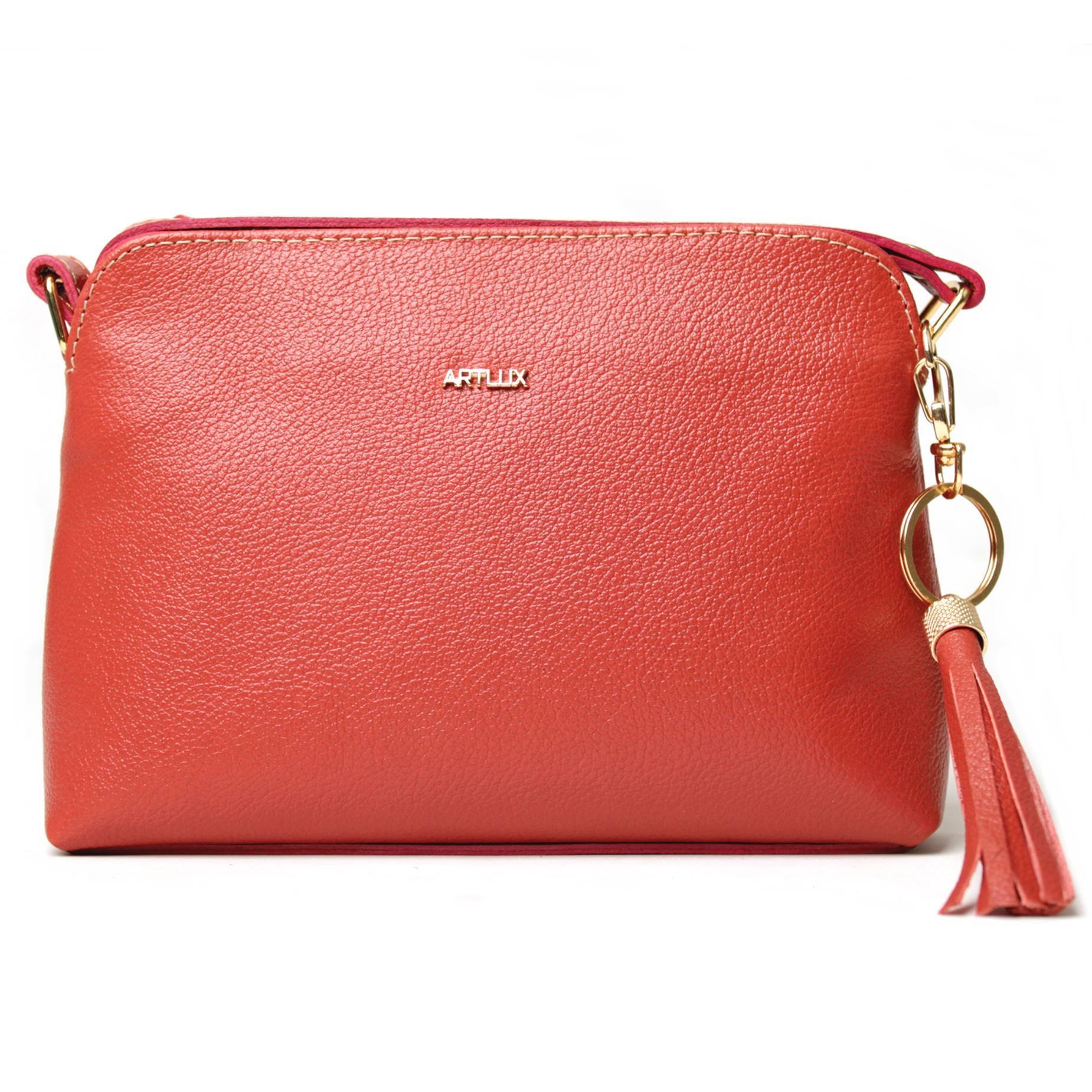 Bolsa Transversal Couro Artlux 9045 Vermelho 1