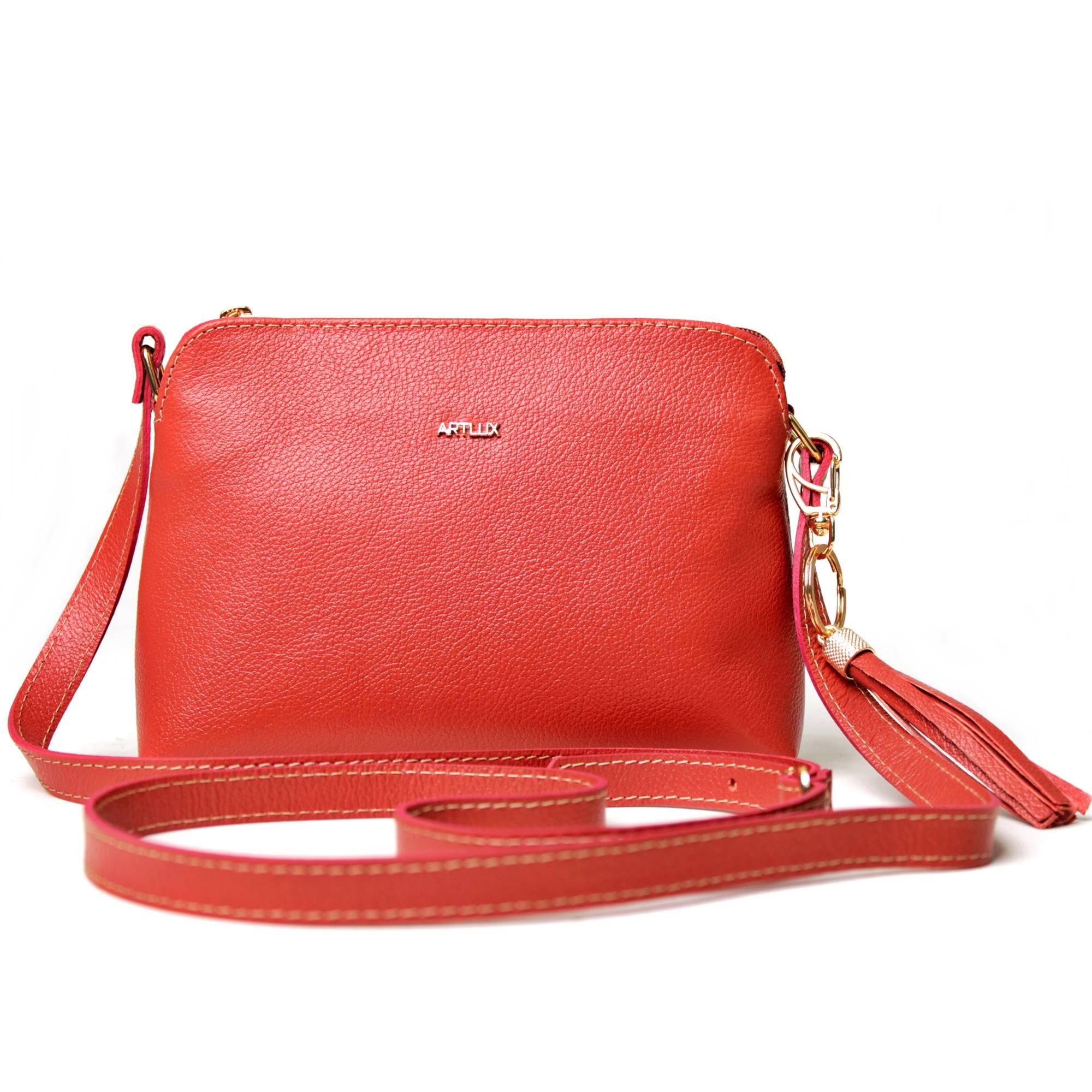 Bolsa Transversal Couro Artlux 9045 Vermelho 2
