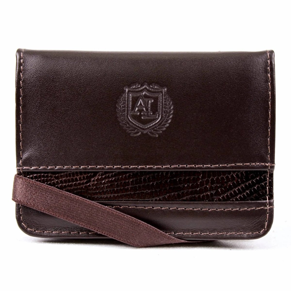 Carteira Slim de Couro com Elastico 364 Marrom 1