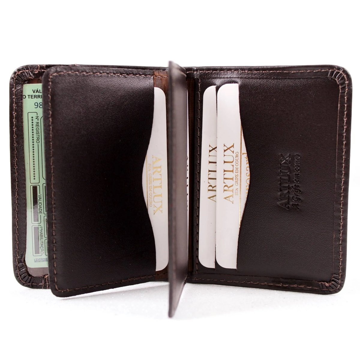 Carteira Slim de Couro com Elastico 364 Marrom 2