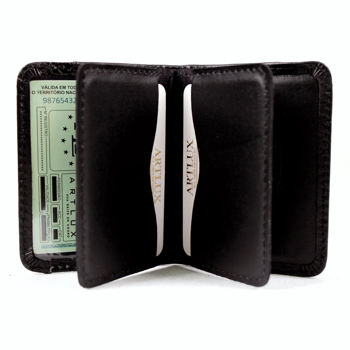 Carteira Slim de Couro com Elastico 364 Preto 2