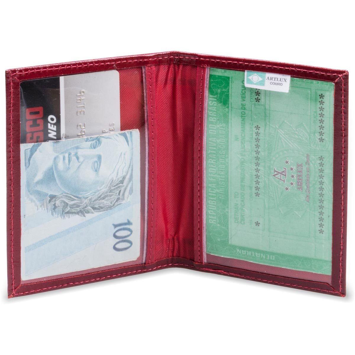Porta Documento para Carro e RG Artlux  901 Vermelho 2