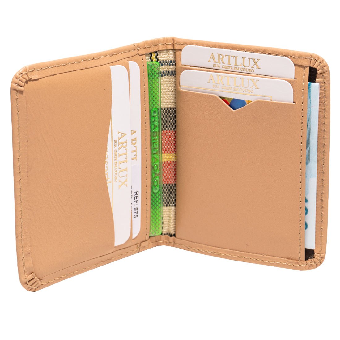 Carteira Unissex Slim em Couro Artlux 975 Bege 2