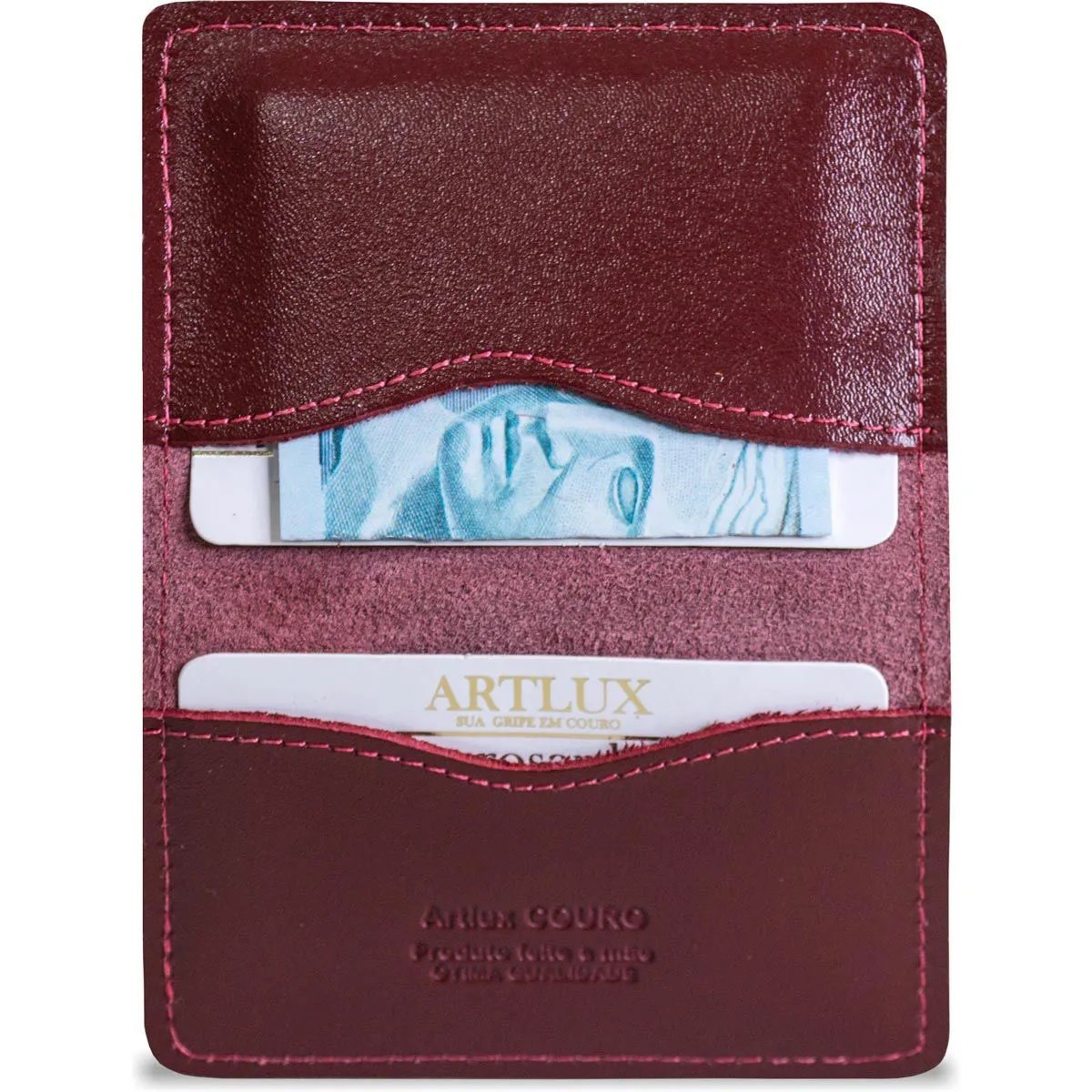 Porta Cartao em Couro Artlux 007 Vermelho 2