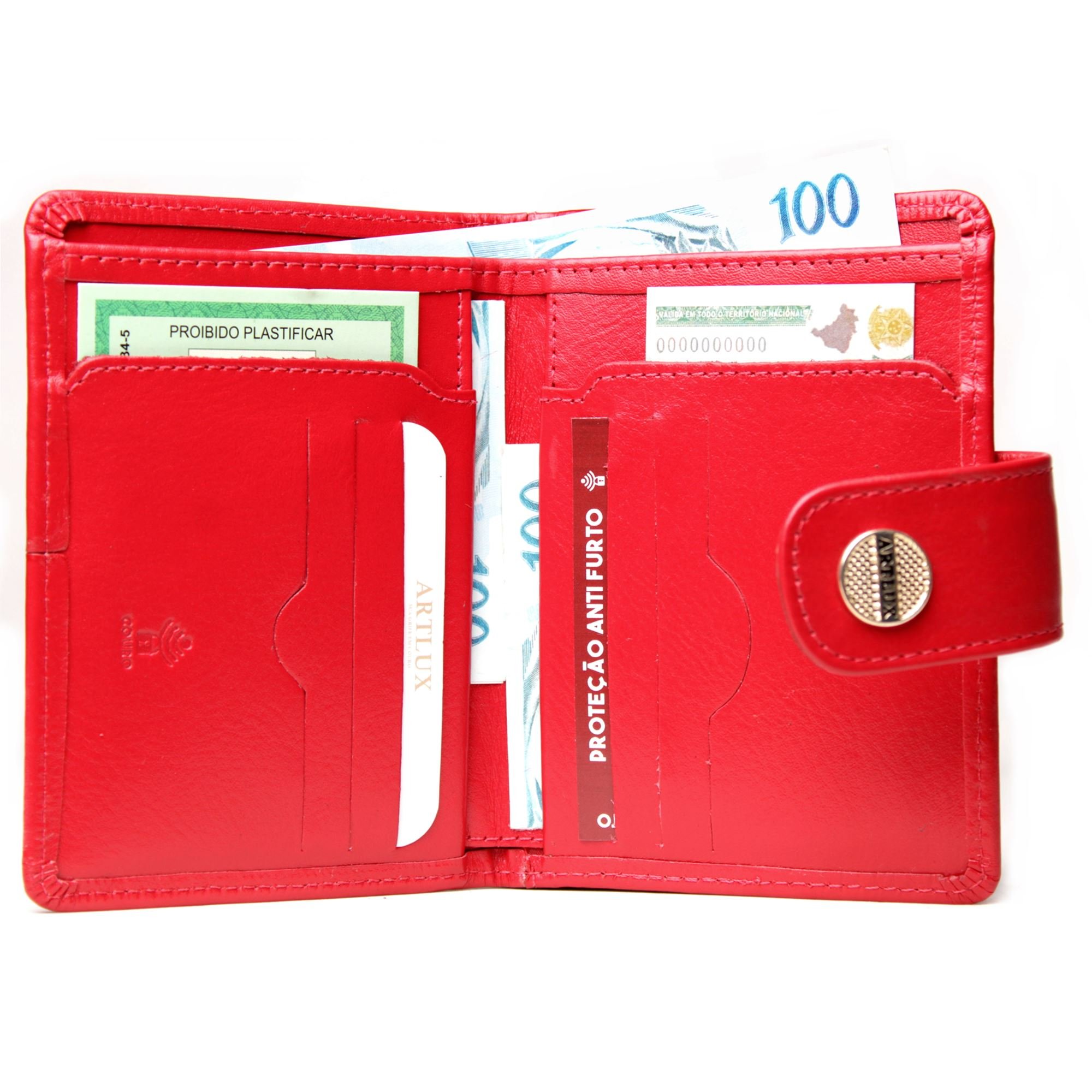 Carteira Feminina em Couro Artlux 350 Vermelho 2