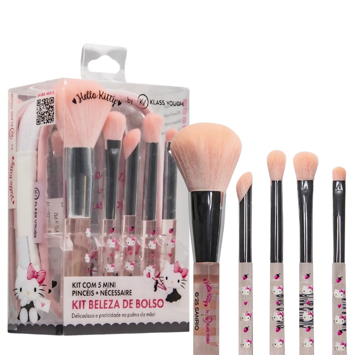 Kit Mini Pinceis com Necessaire Hello Kitty Klass Vough