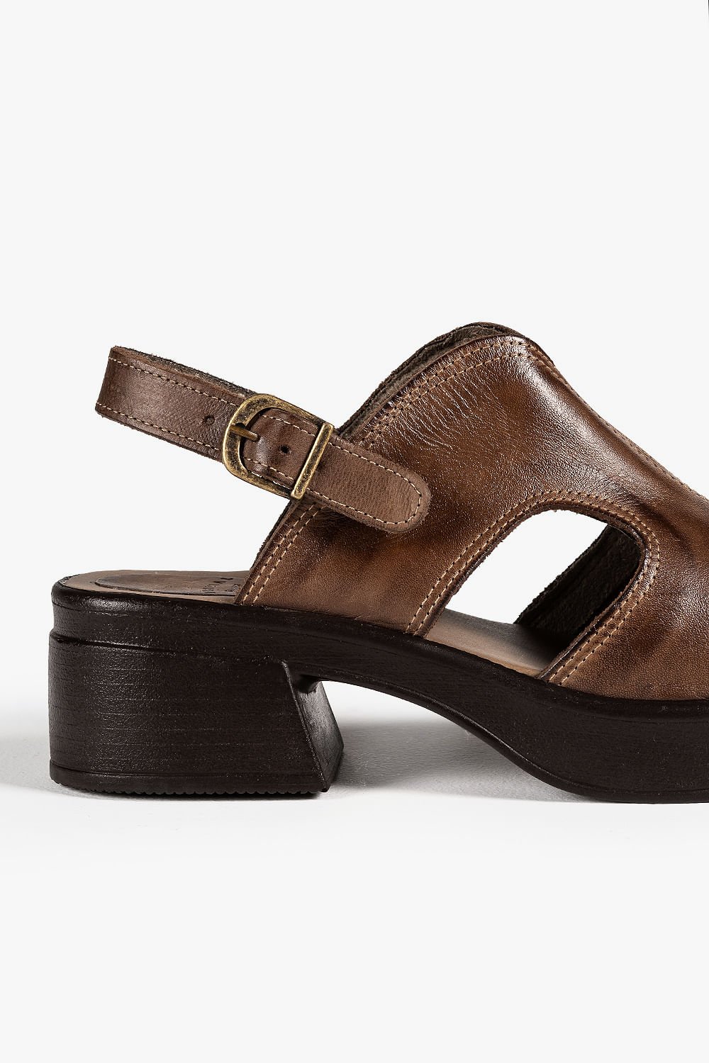 Sandália Feminina Salto Médio Mundial Monika Marrom 2