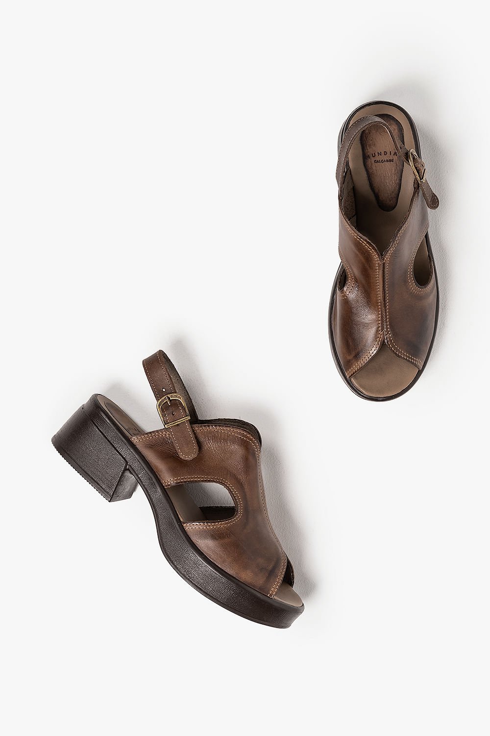 Sandália Feminina Salto Médio Mundial Monika Marrom 3