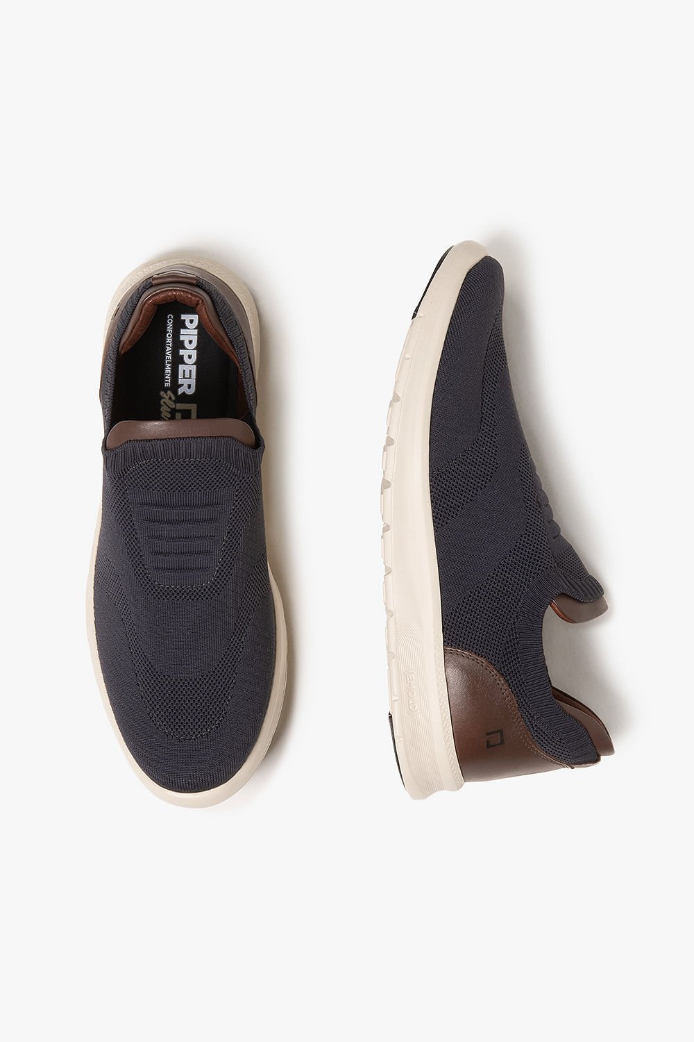 Sapatênis Masculino Slipper Pipper Knit Azul/Marrom 3