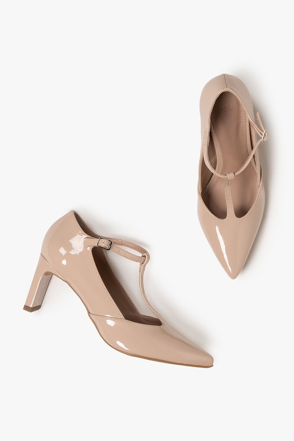 Sapato Feminino De Boneca Salto Alto Mundial Constance Bege 4