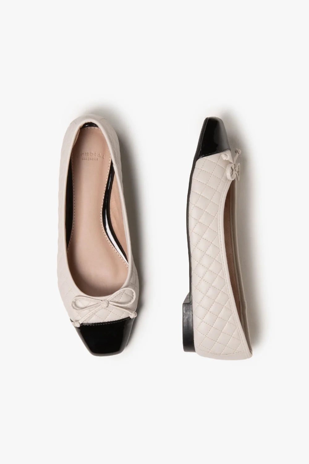 Sapatilha Feminina Bico Quadrado Mundial Theresa Branco/Preto 3