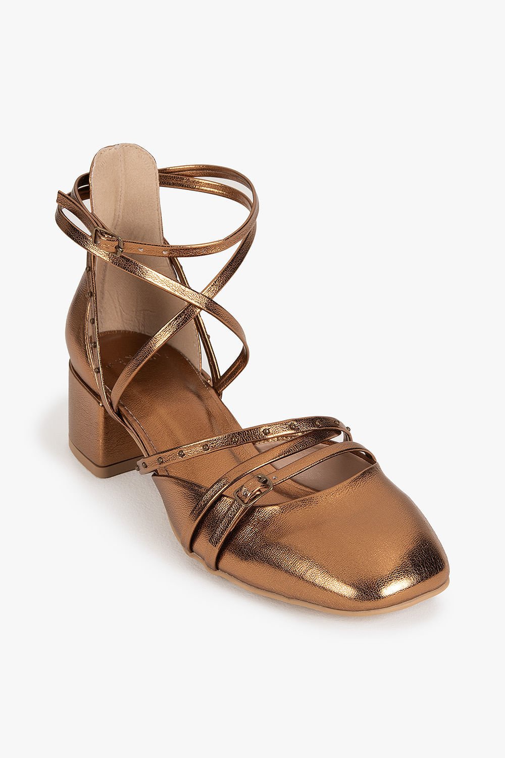 Sapato Feminino Alto Médio Mundial Kamille Bronze 5