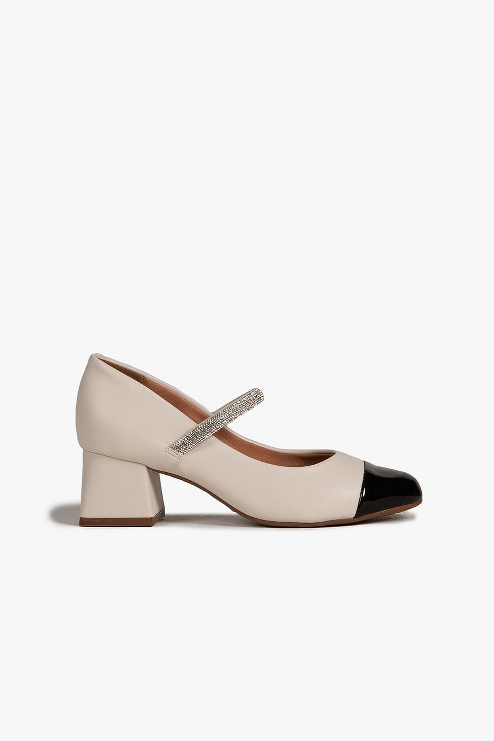 Sapato Feminino Boneca Salto Médio Vizzano Briana Branco/Preto 1