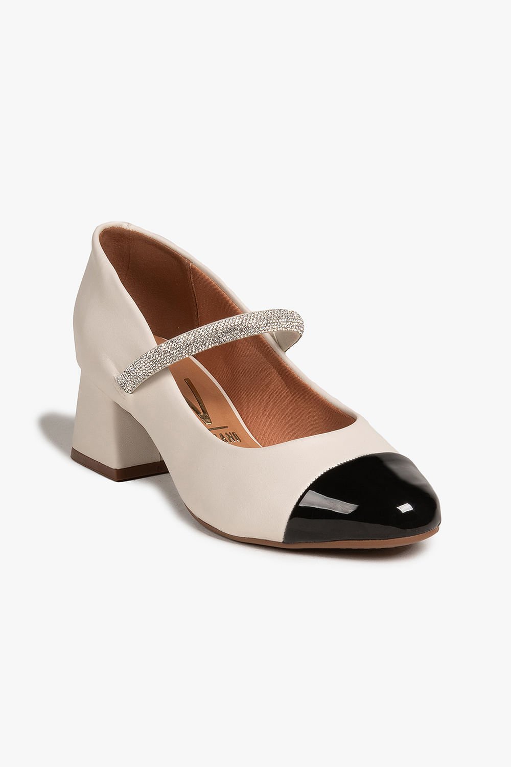 Sapato Feminino Boneca Salto Médio Vizzano Briana Branco/Preto 4