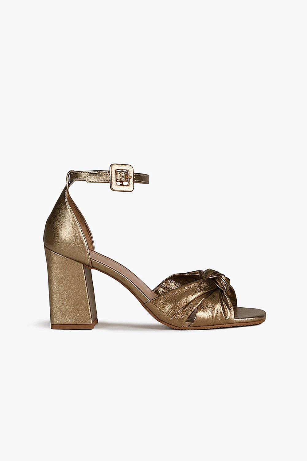 Sandália Feminina Salto Médio Mundial Valkiria Dourado 1