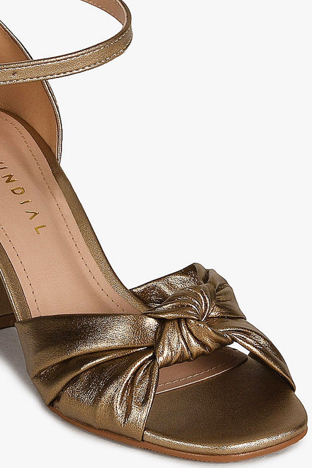 Sandália Feminina Salto Médio Mundial Valkiria Dourado 2