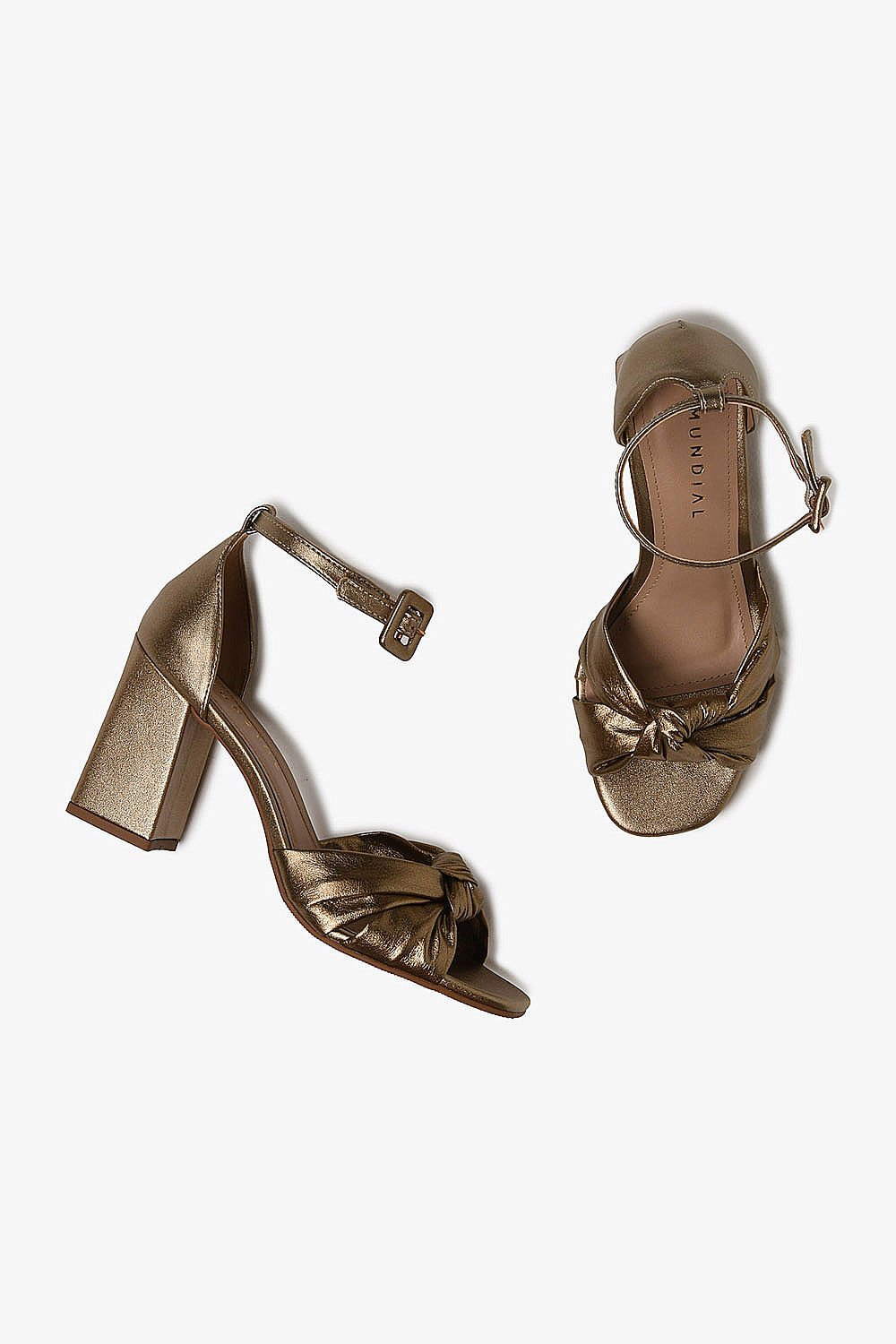 Sandália Feminina Salto Médio Mundial Valkiria Dourado 3