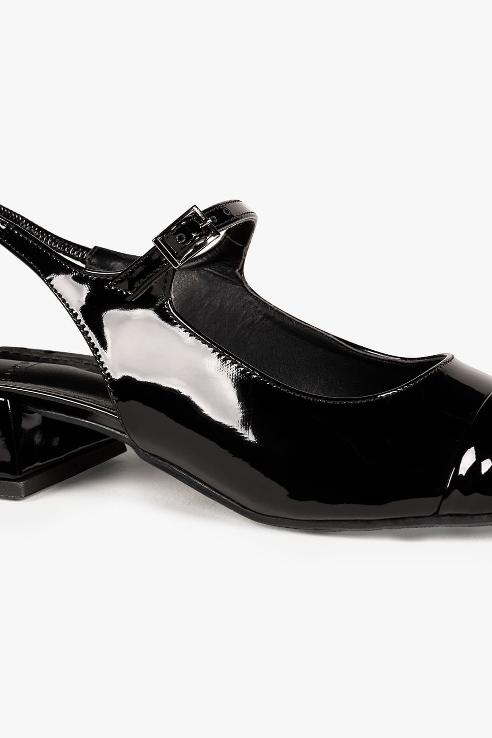 Sapato Feminino De Boneca Salto Baixo Mundial Chloe Preto 2