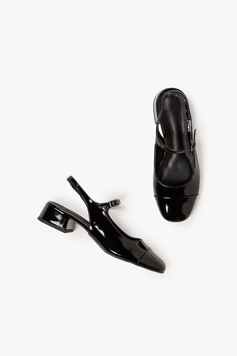 Sapato Feminino De Boneca Salto Baixo Mundial Chloe Preto 3