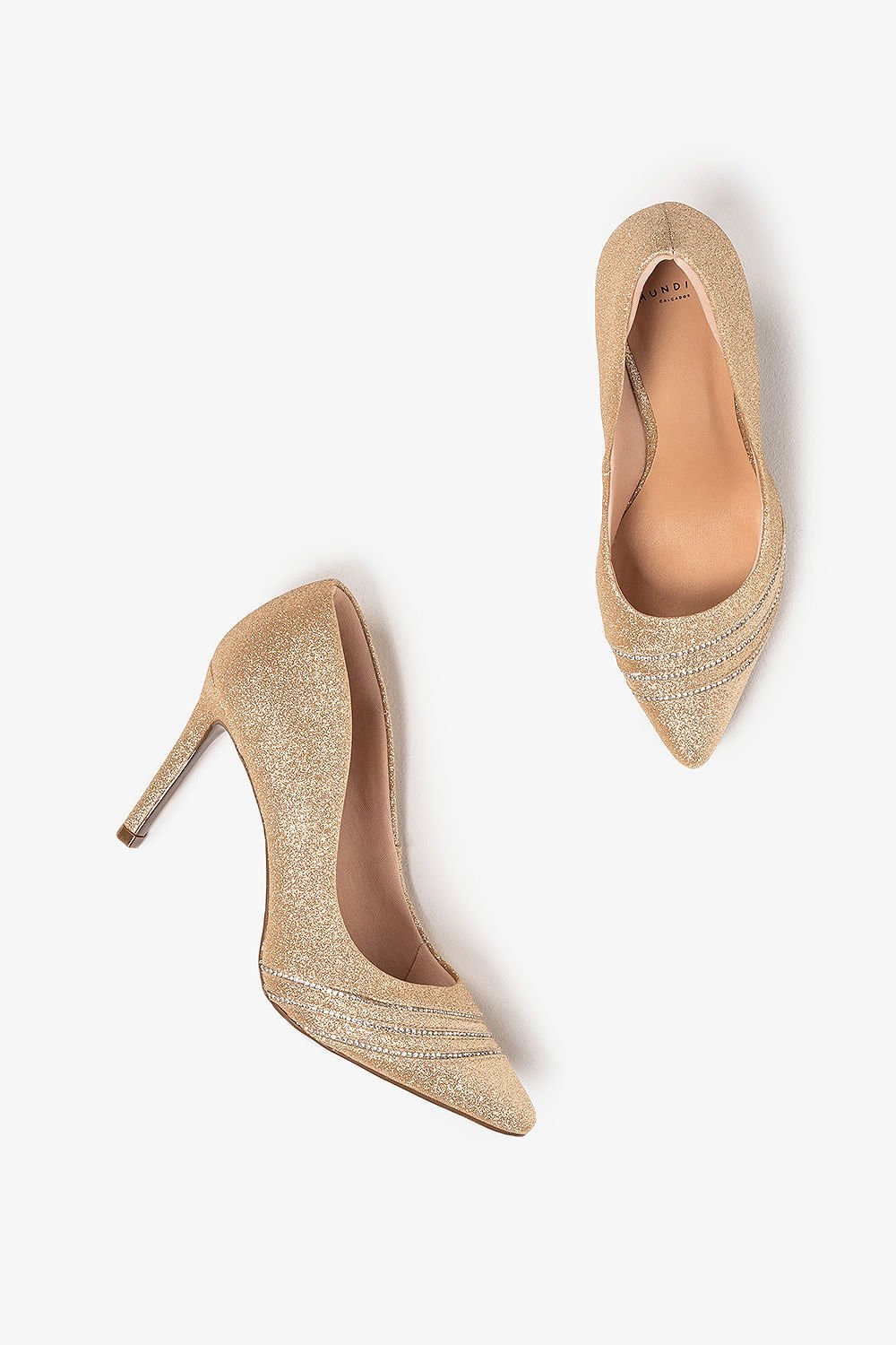 Scarpin Feminino Salto Alto Mundial Cryne Dourado 3